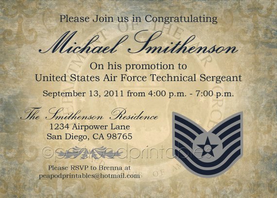 Army Promotion Certificate Template Best Of Items Similar to Military Promotion Party Invitation Any