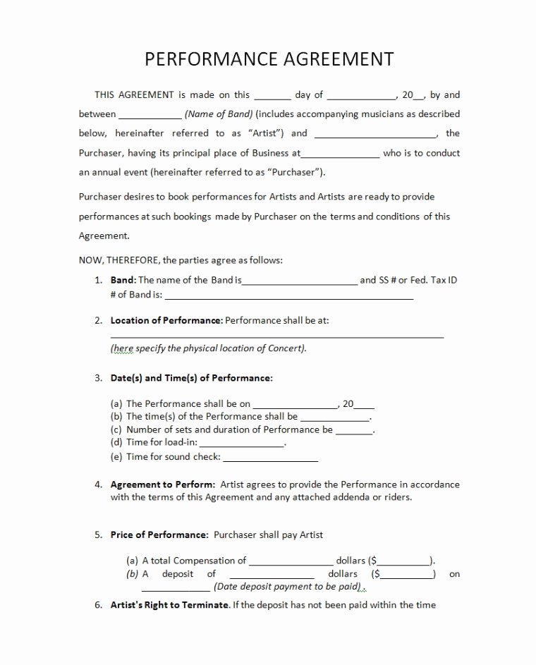 Artist Booking Contract Template Beautiful Jim Martin Musician Frompo