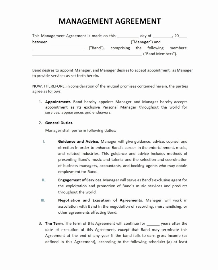 Artist Management Contract Template Awesome Artist Management Contract