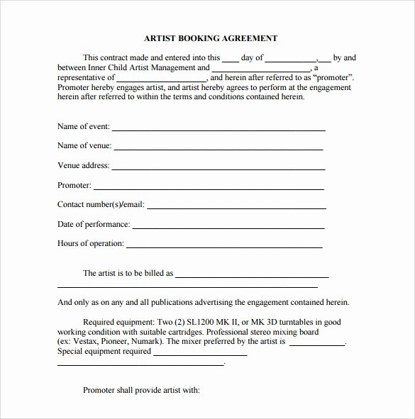 Artist Management Contract Template Elegant 10 Booking Agent Contract Templates to Download