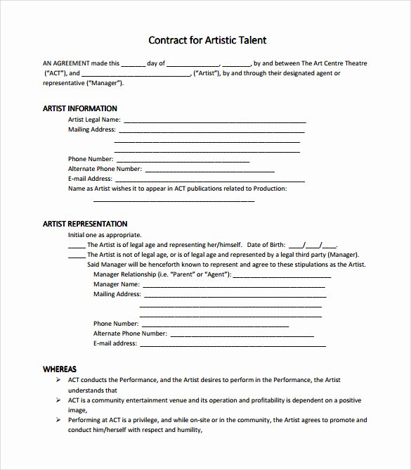 Artist Management Contract Template Fresh 10 Artist Management Contract Templates to Download for