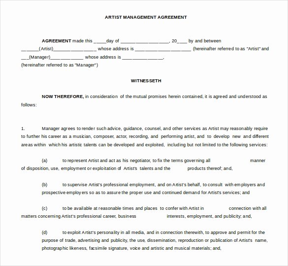 Artist Management Contract Template Unique 10 Microsoft Word Contract Templates Free Download