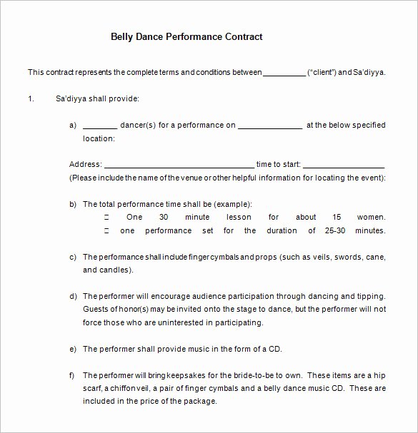 Artist Performance Contract Template Lovely 12 Performance Contract Templates Free Word Pdf