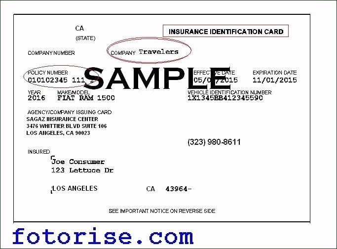 Auto Insurance Card Template Elegant Insurance Id Card Template