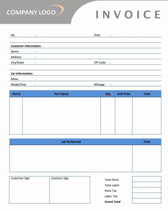 Auto Repair Invoice Template Lovely Free Auto Body Repair Invoice Template Excel