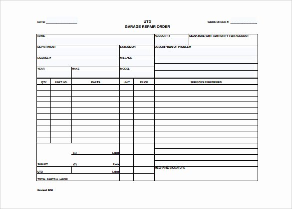 Auto Repair order Template Awesome Work order Template 23 Free Word Excel Pdf Document