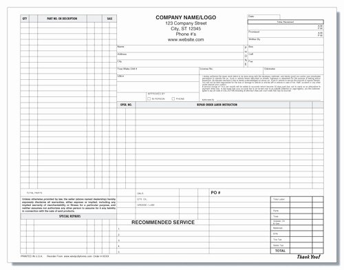 Auto Work order Template New Automotive Repair Work order and Invoice forms Windy