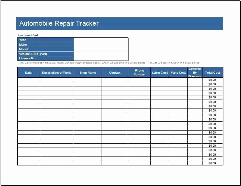Automotive Work orders Template Elegant Auto Repair order Template Excel Mechanic Work order