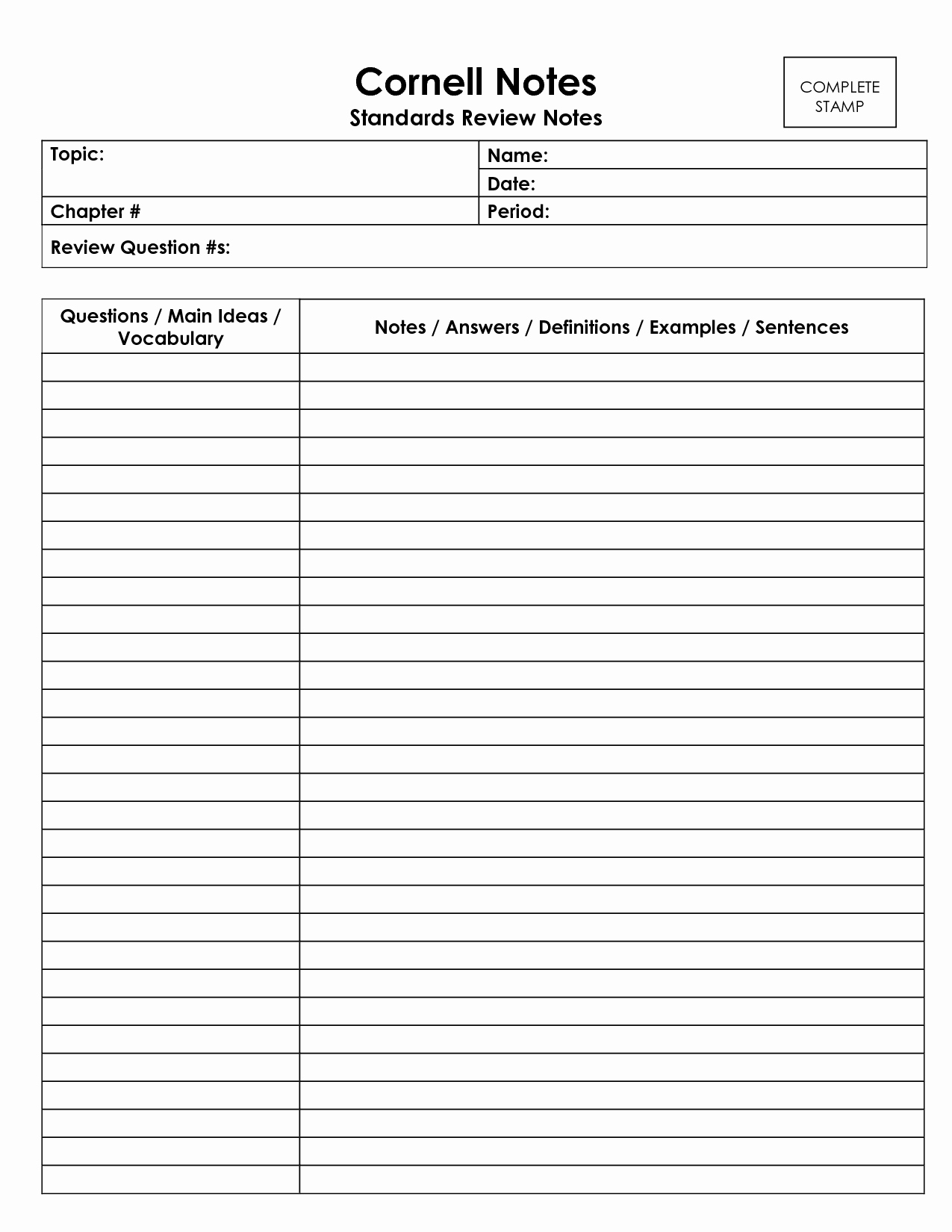 Avid Cornell Note Template Elegant Cornell Notes Template Doc Cornell Notes Template Word