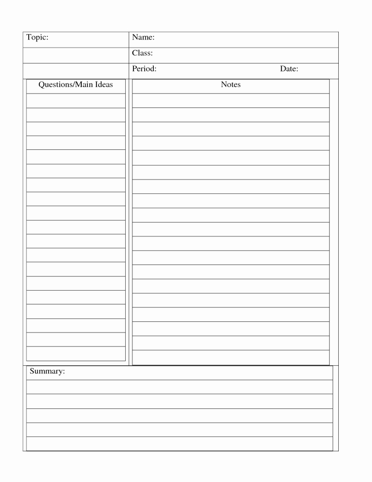 Avid Cornell Note Template Elegant Template Cornell Notes Template