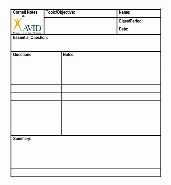 Avid Cornell Note Template Lovely Cornell Notes Avg Yahoo Canada Search Results