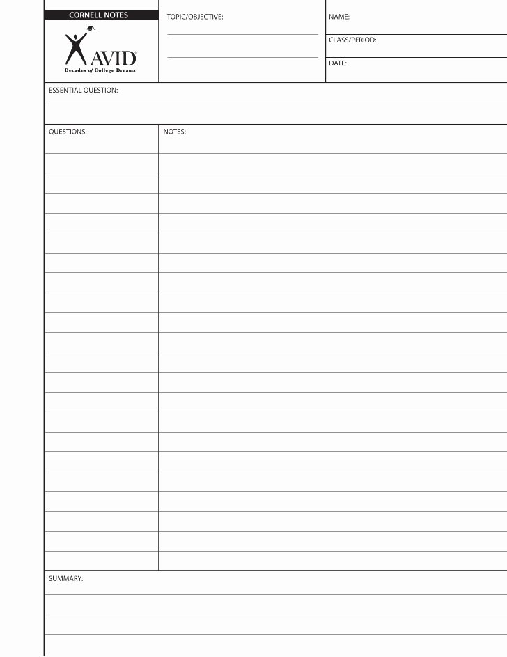 Avid Cornell Note Template Luxury 7 Best Of Cornell Notes Template Printable