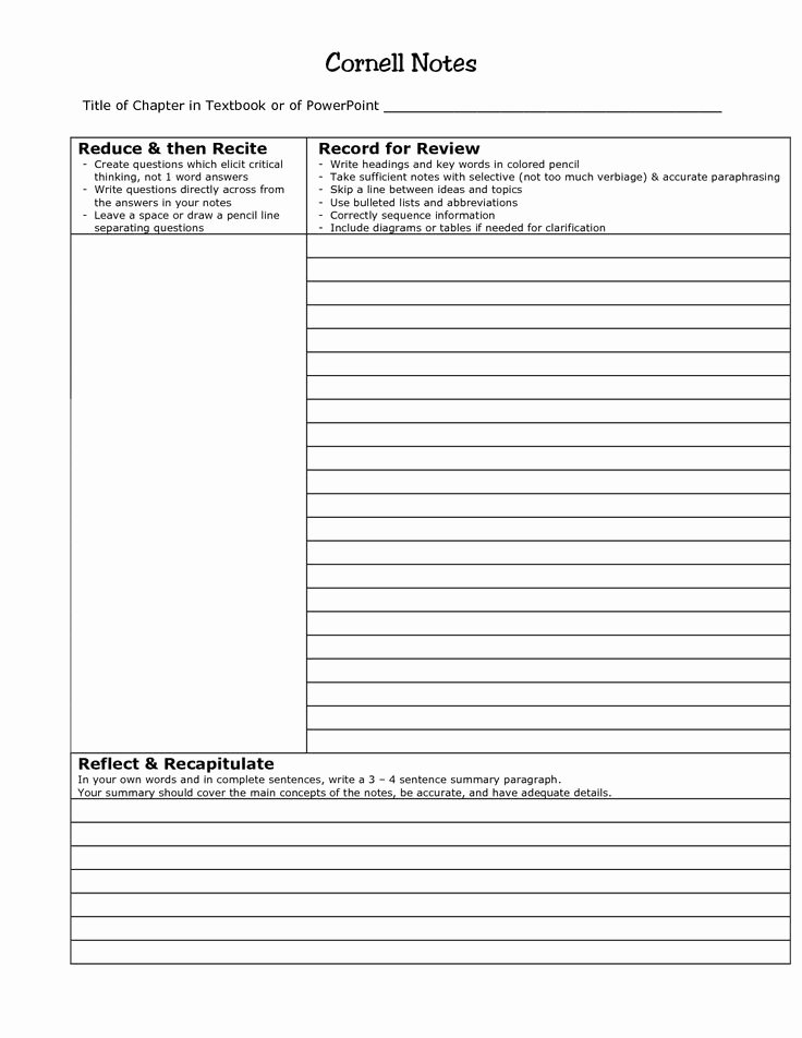 Avid Cornell Notes Template Awesome 10 Best Of Cornell Notes Template Middle School