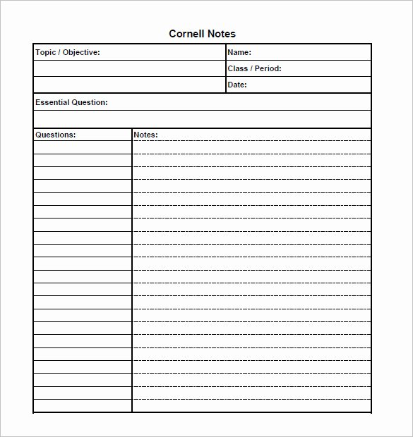Avid Cornell Notes Template Beautiful Cornell Notes Template 51 Free Word Pdf format