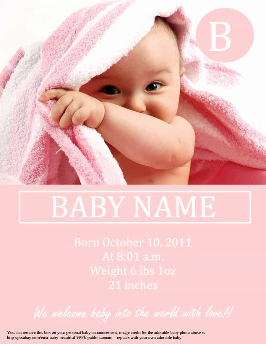 Baby Announcement Template Free Inspirational 46 Birth Announcement Templates Cards Ideas &amp; Wording