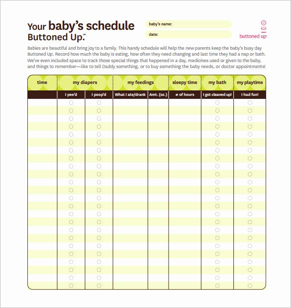 Baby Daily Schedule Template Luxury 9 Baby Schedule Templates Doc Pdf Psd
