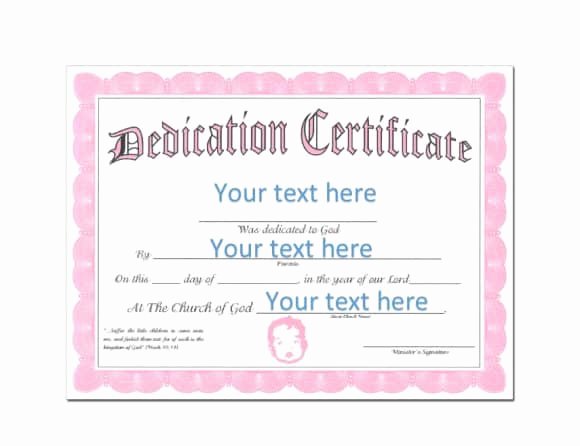 Baby Dedication Certificate Template Best Of 50 Free Baby Dedication Certificate Templates Printable