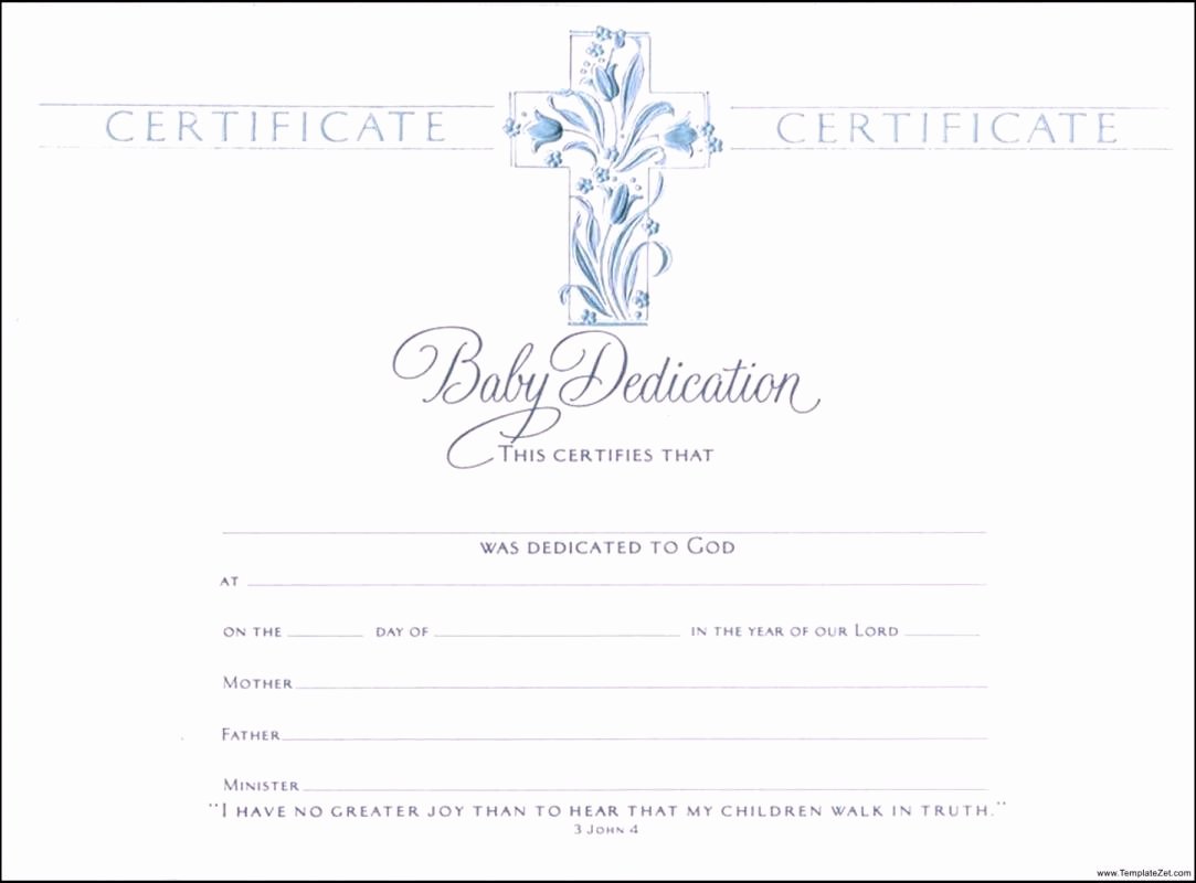 Baby Dedication Certificate Template Inspirational Baby Dedication Certificate