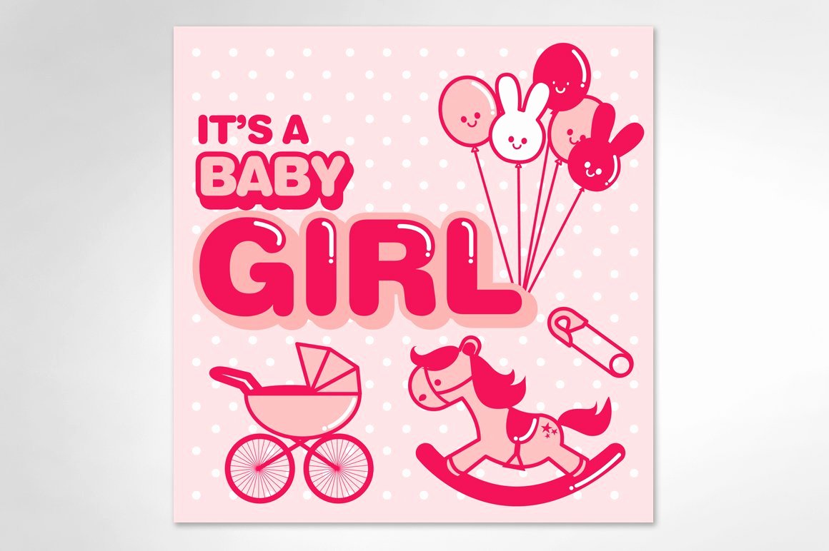Baby Girl Announcement Template Inspirational Baby Announcement Girl Template Illustrations