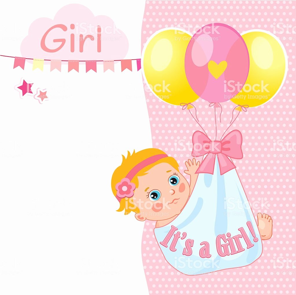 Baby Girl Announcement Template Unique Baby Girl Shower Card Vector Illustration Card Template