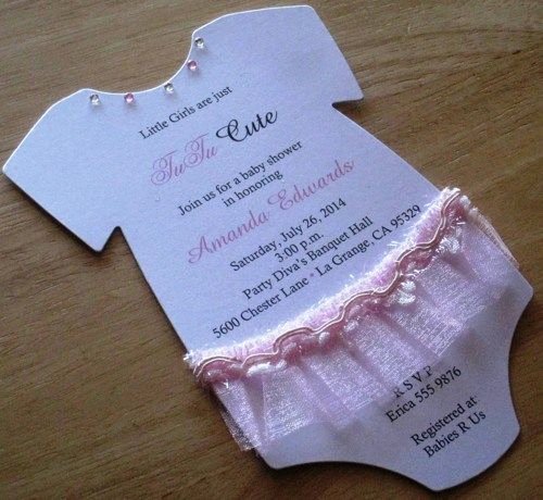Baby Onesies Invitations Template Lovely Tutu Baby Esie Baby Shower Invitations White with Pink