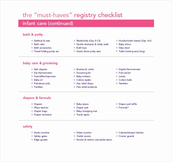 Baby Registry Card Template New Baby Registry Checklist Templates – 12 Free Word Excel