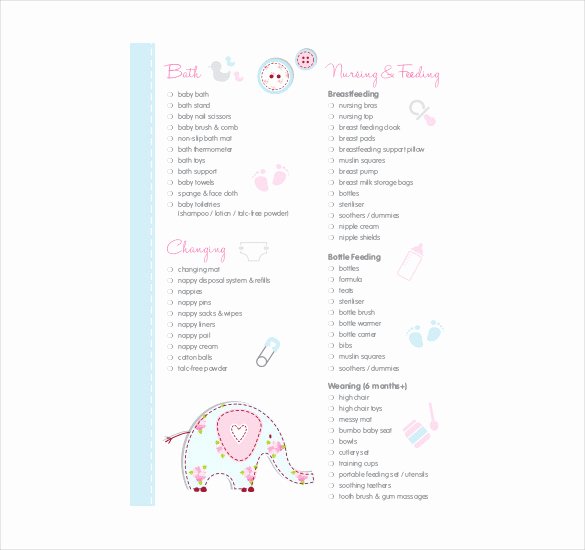 Baby Shower Checklist Template Inspirational Baby Registry Checklist Templates – 12 Free Word Excel