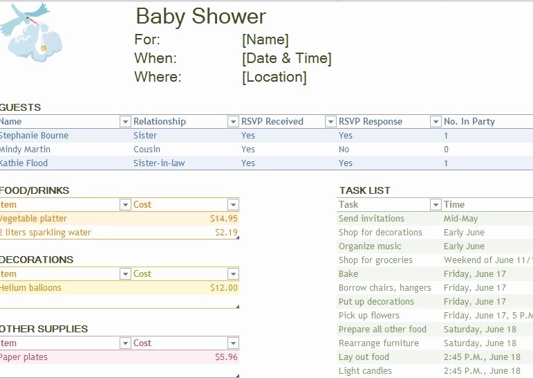Baby Shower Checklist Template Inspirational Baby Shower Checklist