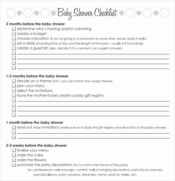Baby Shower Checklist Template Lovely 9 Baby Shower Checklist Samples