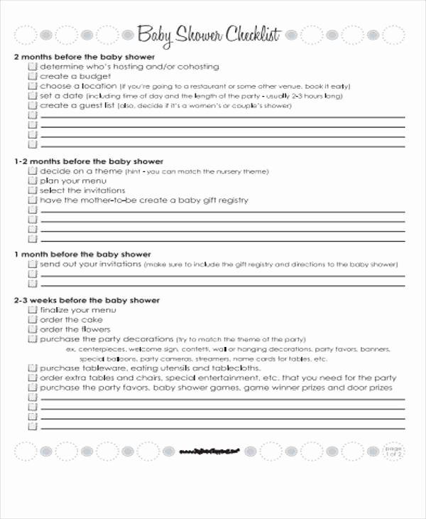 Baby Shower Checklist Template Unique Baby Shower to Do List Templates 4 Free Word Pdf format