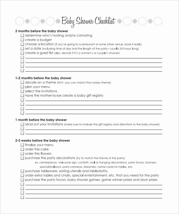 Baby Shower Checklist Template Unique Checklist Template – 38 Free Word Excel Pdf Documents