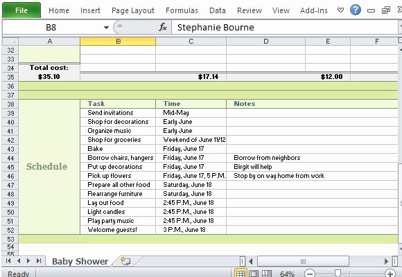 Baby Shower Planner Template New Baby Shower Planner for Excel