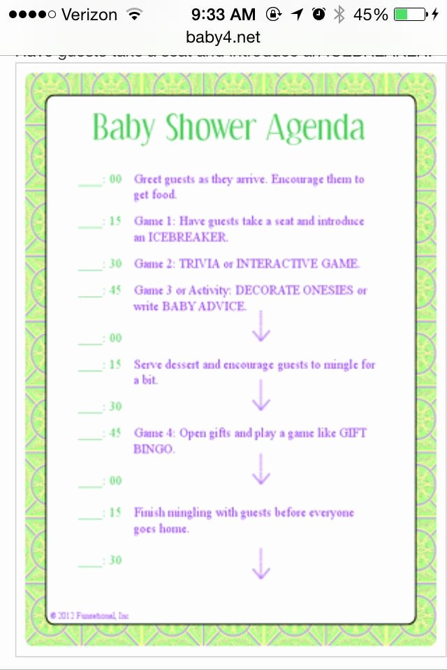 Baby Shower Program Template Unique Baby Shower Itinerary Baby