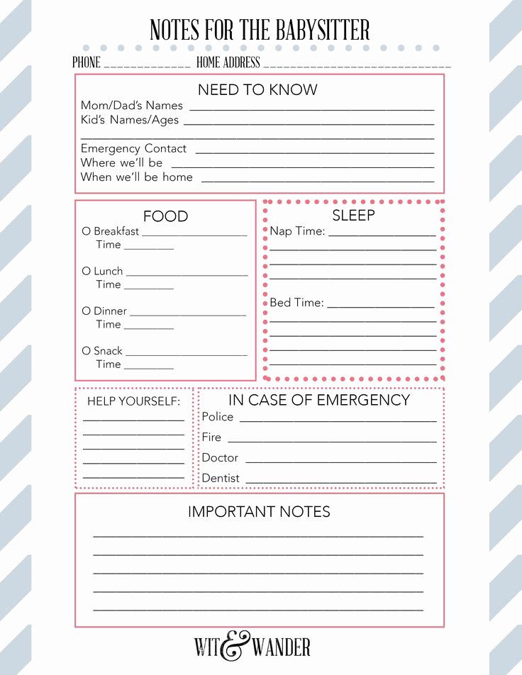 Babysitter Information Sheet Template Awesome Best 25 Babysitter Checklist Ideas On Pinterest