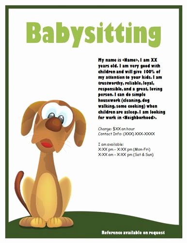 Babysitting Flyer Template Free Beautiful Puppy Babysitter or Dogsitter Flyer