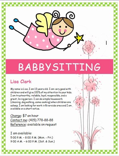 Babysitting Flyer Template Free New Image On Hloom Babysitting