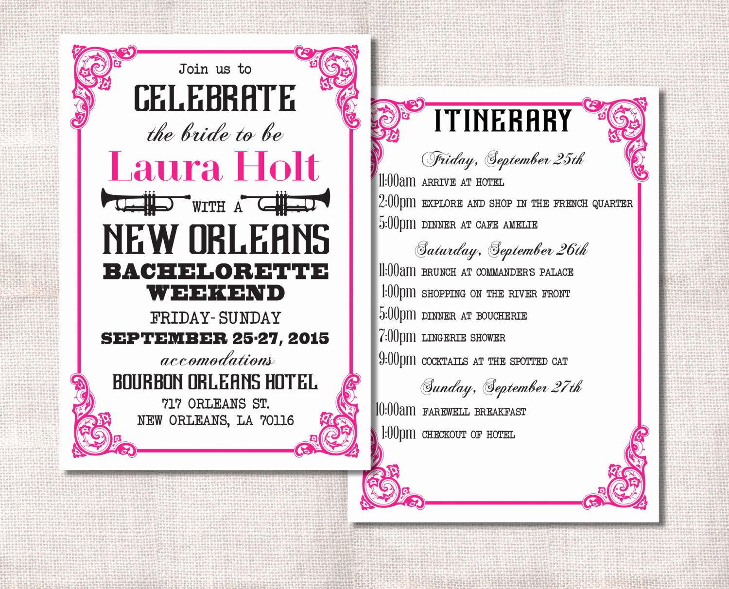 Bachelorette Itinerary Template Free Luxury Bachelorette Party Weekend Invitation and Itinerary Custom
