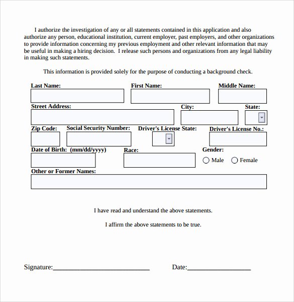 Background Check form Template Unique 11 Background Check Authorization forms to Download