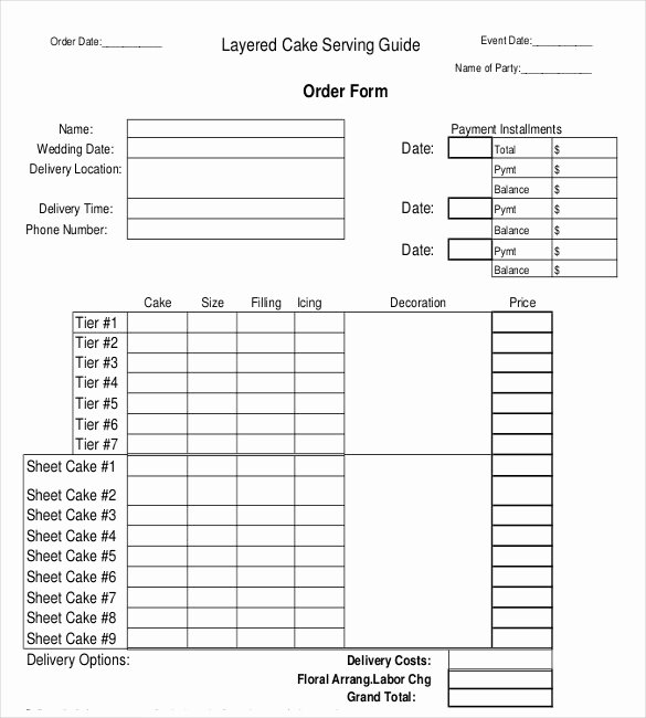 Bakery order forms Template Beautiful Bakery order Template 20 Free Sample Example format