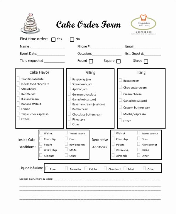 Bakery order forms Template Fresh Sample Cake order form 10 Free Documents In Word Pdf
