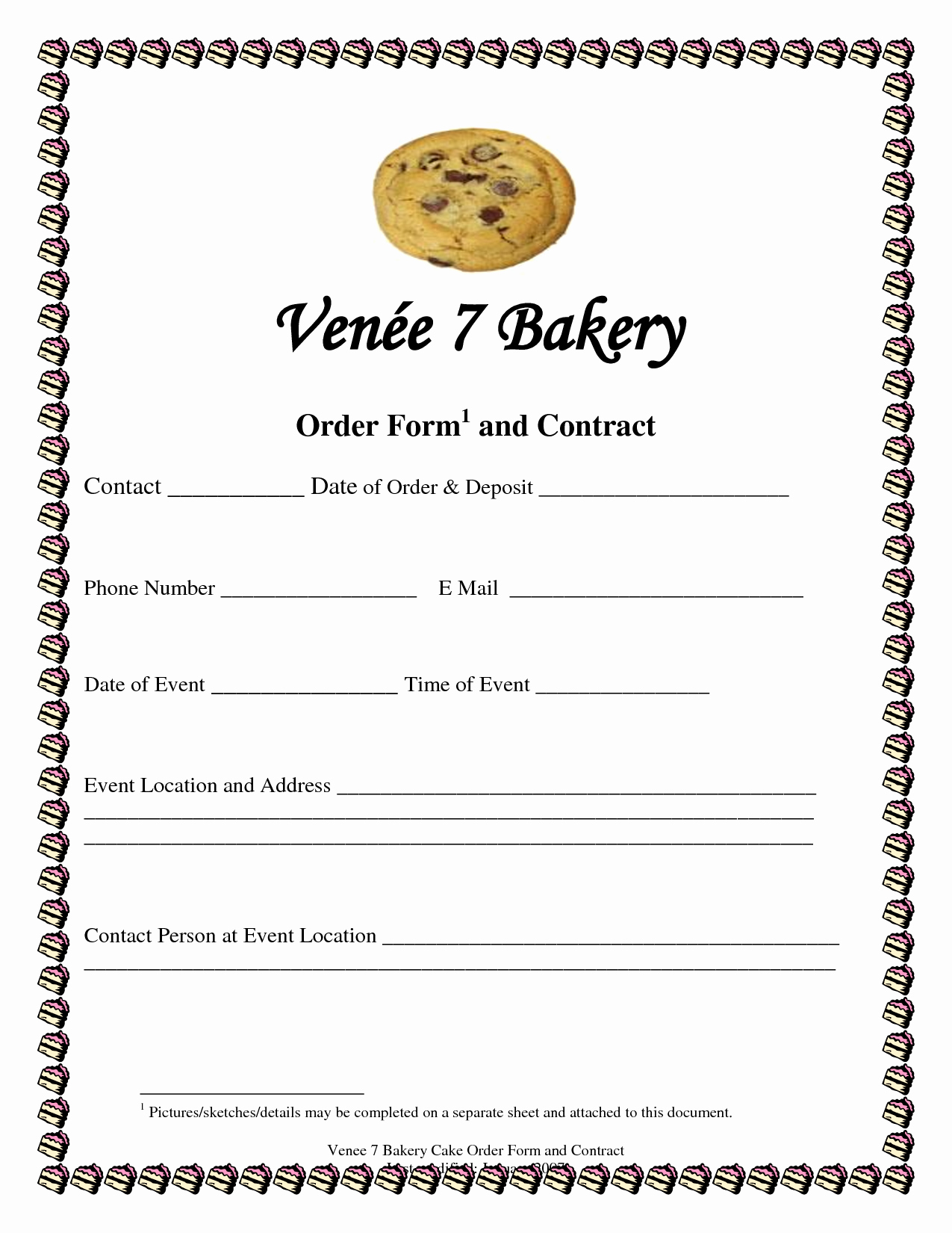 Bakery order forms Template Lovely 8 Best Of Cake Invoice Template Free Work order