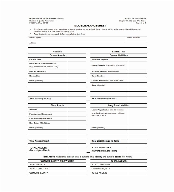 Balance Sheet Template Word Fresh Blank Balance Sheet format