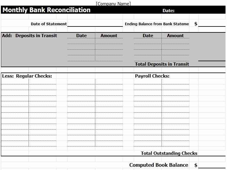 Bank Reconciliation Excel Template Lovely Bank Reconciliation Template