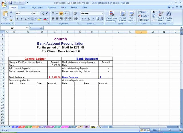 Bank Reconciliation Excel Template Unique Sample Bank Reconciliation Statement format