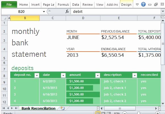Bank Reconciliation Template Excel Awesome Monthly Bank Reconciliation Template for Excel