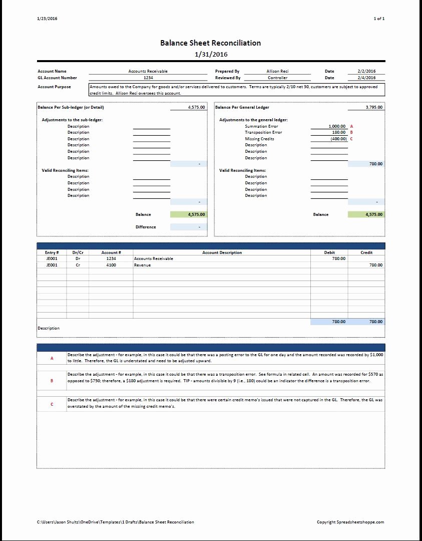 Bank Reconciliation Template Excel Lovely Balance Sheet Reconciliation Template Spreadsheetshoppe