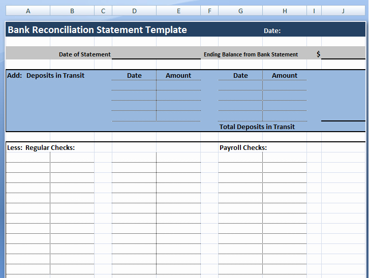 Bank Reconciliation Template Excel New Download Bank Reconciliation Statement Template Project