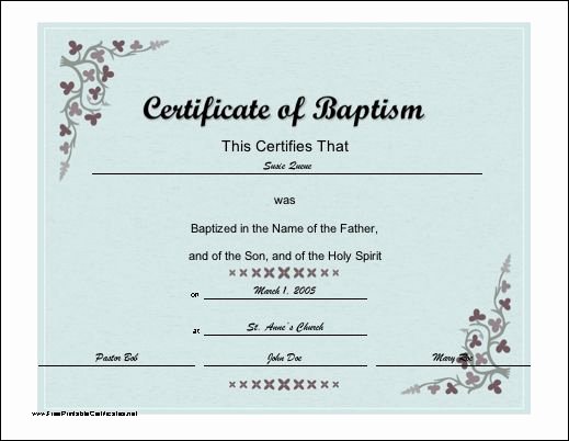 Baptism Certificate Template Free Beautiful A Baptismal Certificate with A Script Font and Subtle