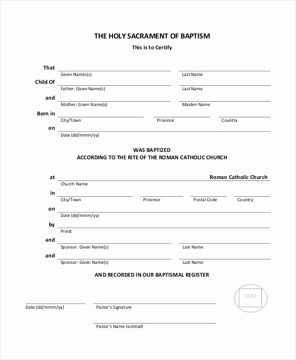 Baptism Certificate Template Free Elegant 21 Sample Baptism Certificate Templates Free Sample