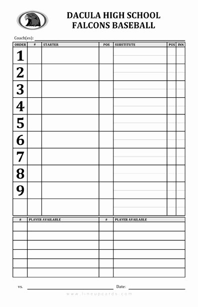 Baseball Lineup Card Template Lovely Baseball Lineup Card Template Free Download Elsevier